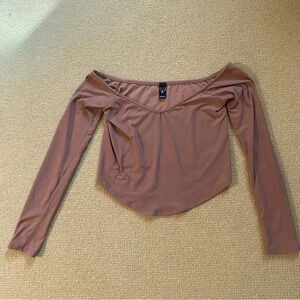 Pink Off the Shoulder Long Sleeve Crop Top Windsor WS